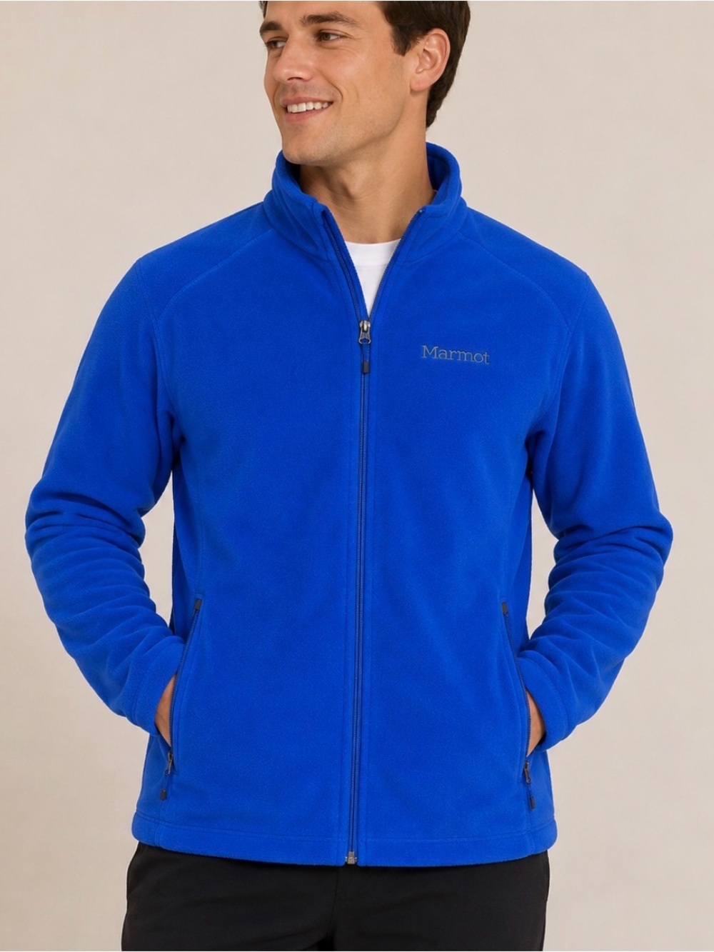 Marmot Royal Blue Full-Zip Fleece Jacket full zip up SZ LG zipper pockets